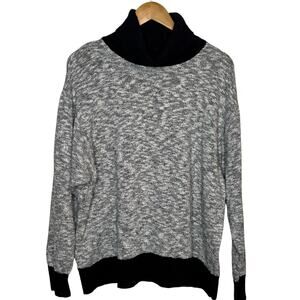 L.L. Bean Signature Cotton Linen Turtleneck Ski Sweater Gray Black Size M